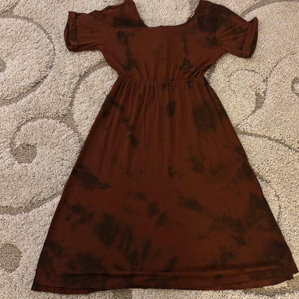 POL Brown Tie-Dye Dress